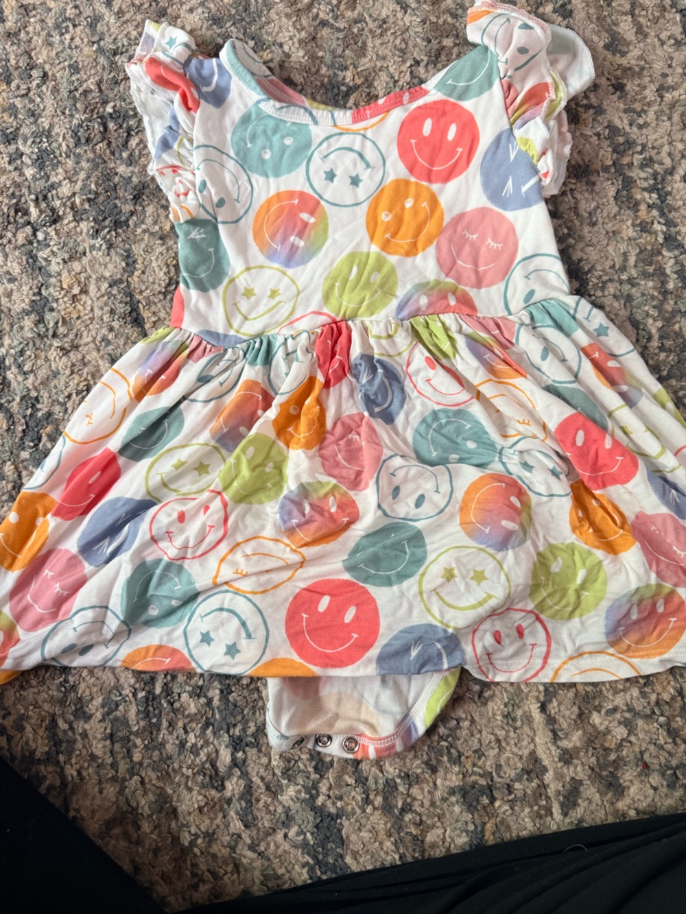 Little Sleepies Multicolor Smiley Face Dress with attached bodysuit